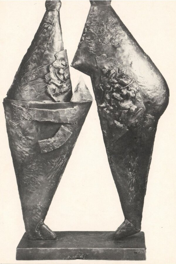 pohlednice s dílem Petra Císařovského: Dva (1987); foto: J. Prokop